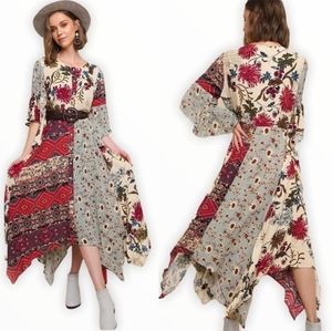 Umgee bohemian mix print dress size S